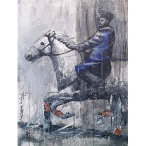 Naeem Rind, 12 x 16 Inch, Acrylic on Canvas, Polo Painting, AC-NAR-023